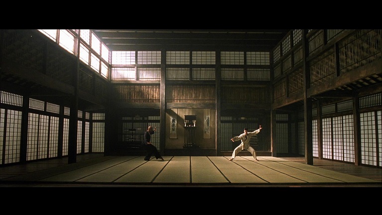 Morpheus and Neo sparring in the movie The Matrix